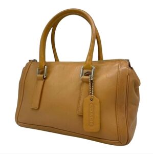 Vintage Coach Shoulder Zippered Tote Bag Tan Beige L0P-9420